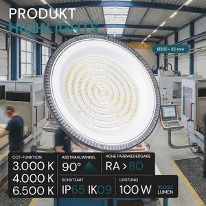 Produktbild für LED-Hallenstrahler Luxula LX500135 grau, 10.000 Lumen