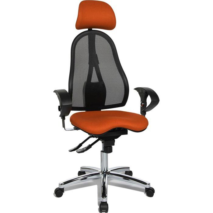 Topstar Bürostuhl Sitness 45, ST99U orange/schwarz, bis Kopfstütze, L54X, Böttcher 110 AG Stoff/Netz, kg –