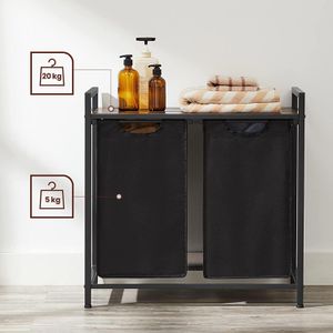 Produktbild für Wäschekorb Vasagle BLH201B01V1, schwarz, 2 Fächer