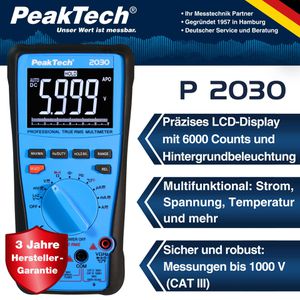 Produktbild für Multimeter PeakTech P 2030, digital, True RMS