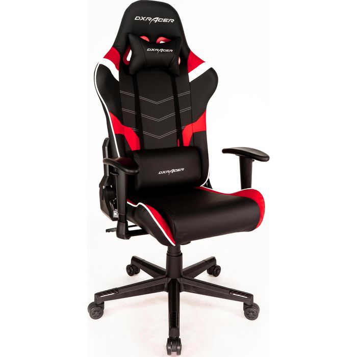 DXRACER Gaming-Stuhl Racer Serie P, schwarz/rot/weiß, AG OH-PF188-NRW, – 90kg Böttcher Kunstleder, Kopfstütze, bis