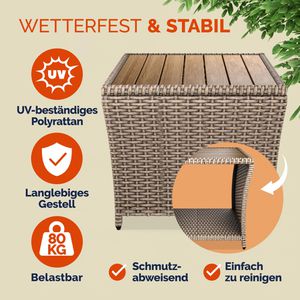 Produktbild für Beistelltisch CASARIA 109948, braun / creme, aus Holz / Metall