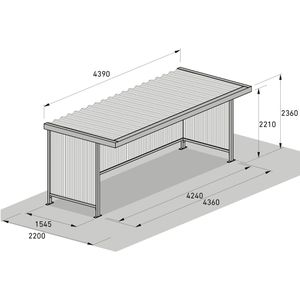 Produktbild für Fahrradunterstand WSM Leipzig L14 K, grauweiß, aus Metall