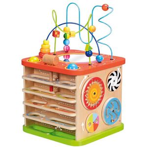 Goki Motorikspielzeug 59964, Activitywürfel XXL, Motorikwürfel aus Holz, ab 1 Jahr