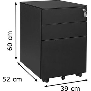 Produktbild für Rollcontainer Songmics OFC60BK, Metall, schwarz