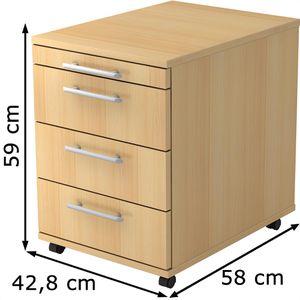 Produktbild für Rollcontainer Hammerbacher B-Serie, aus Holz, buche