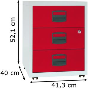 Produktbild für Rollcontainer Bisley-Home PFA, aus Metall, lichtgrau / rot