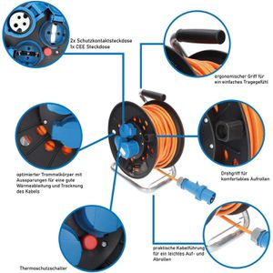 Produktbild für Kabeltrommel Kalle-das-Kabel Camping H07BQ-F, 25m