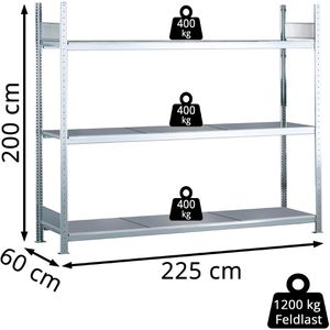 Produktbild für Weitspannregal Schulte 15524, 3 Metallböden
