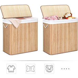 Produktbild für Wäschekorb Songmics LCB091N01 braun, mit 3 Fächern