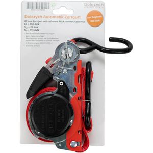 Produktbild für Spanngurt Dolezych DoMatik 25, rot, mit S-Haken &amp; Ratsche