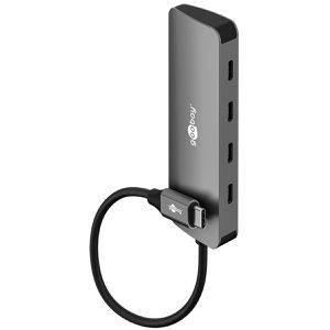 Produktbild für USB-Hub Goobay 76565, grau, mit Metallgehäuse