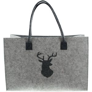 Einkaufstasche Frank-Flechtwaren Filztasche Hirsch, grau