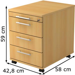 Produktbild für Rollcontainer Hammerbacher Solid AC30, Holz, buche