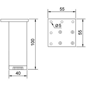 Produktbild für Möbelfuß SO-TECH ROMEO, 120467, silber, Metall