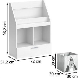 Produktbild für Bücherregal Vicco Luigi, weiß, mit 2 Faltboxen