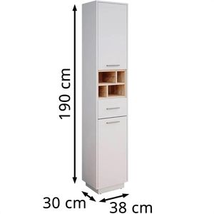 Produktbild für Badschrank Vicco Beatrice, mit 4 Füßen, weiß / sonoma eiche