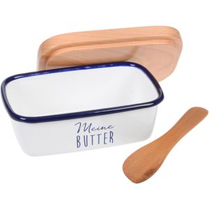 Produktbild für Butterdose Gräwe aus Emaille / Holz