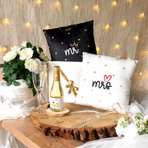 Produktbild für Sofakissen Gruss&amp;Co 73873, Hochzeit Mr &amp; Mrs, schwarz / weiß