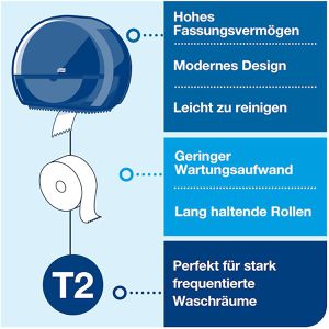 Produktbild für Toilettenpapierspender Tork Elevation, 555008, T2 System