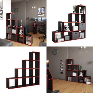 Produktbild für Bücherregal Vicco 84102, schwarz / rot