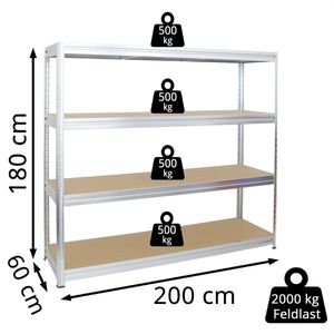 Produktbild für Weitspannregal PROREGAL DINO, 4 Holzböden