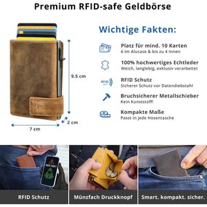 Produktbild für Kreditkartenetui SecWal Echt Leder braun Hunter, für 10 Karten