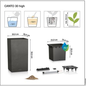 Produktbild für Übertopf Lechuza CANTO Slatestone 30 high, graphit, 30x56x30cm