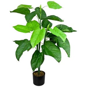 Decovego Kunstpflanze Aronstab Araceae Arum Taro, im Topf, Höhe 85 cm