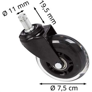 Produktbild für Stuhlrollen hJh-OFFICE ROLO SKATE, aus Gummi, 5 Stück