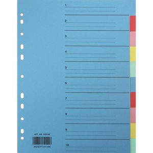 FALKEN KartonRegister blanko farbig A4 Überbreite 10teilig für Ordner Ringuch 