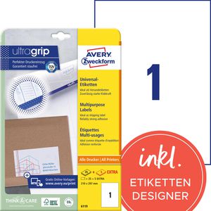 Produktbild für Universaletiketten Zweckform 6119, selbstklebend, weiß