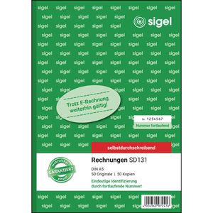 Produktbild für Rechnungsbuch Sigel SD131, A5, nummeriert