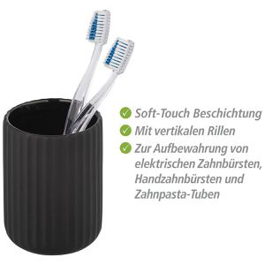 Produktbild für Zahnputzbecher Wenko Belluno, schwarz, aus Keramik