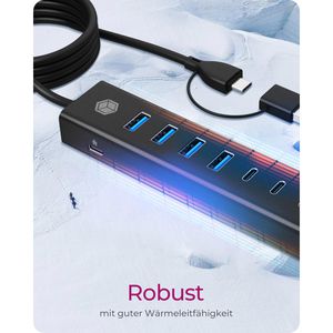 Produktbild für USB-Hub ICY-BOX IB-HUB1737-C3, schwarz, mit Metallgehäuse
