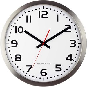 Wanduhr Eurotime 59990, Edelstahl, analog, Funkuhr