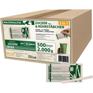 Zuckersticks Hellma mit Rührstäbchen,weißer Zucker