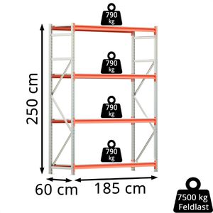 Produktbild für Weitspannregal Regalwerk EMMA, 4 Metallböden