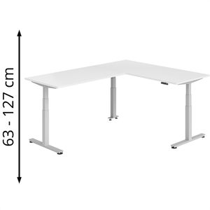 Produktbild für Schreibtisch Hammerbacher XDSMW, weiß / silber