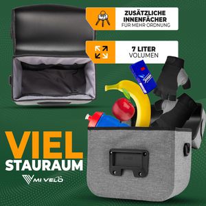 Produktbild für Fahrrad-Lenkertasche Mivelo Bob, grau, 7 Liter