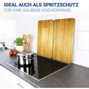 Produktbild für Herdabdeckplatte Wenko mit Holzoptik, aus Sicherheitsglas