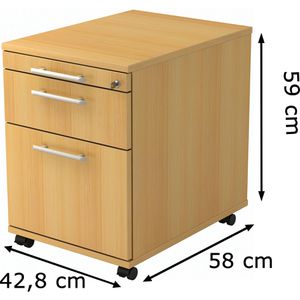 Produktbild für Rollcontainer Hammerbacher Solid AC20, Holz, buche