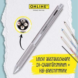 Produktbild für Multifunktionsstift Online Multipen 4-in-1, silber