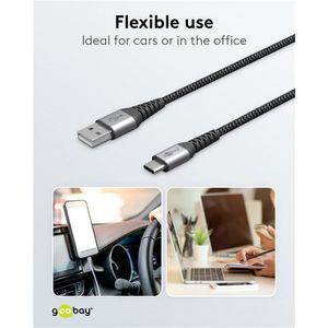 Produktbild für Ladekabel Goobay 49296, grau, 1m