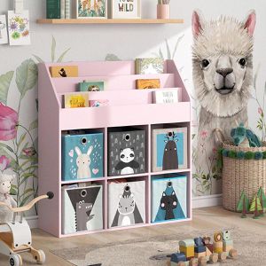 Produktbild für Bücherregal Vicco Luigi, rosa, mit 6 Faltboxen