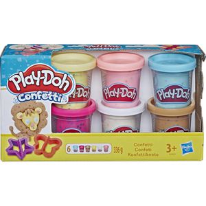 Play-Doh Knete B3423EU6, Konfettiknete, ab 3 Jahren, farbig sortiert, 6 Dosen je 56g