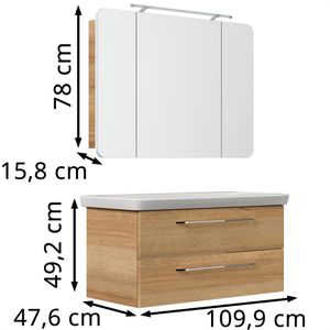 Produktbild für Waschtisch Fackelmann Milano, mit Spiegelschrank, asteiche
