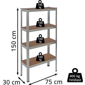 Produktbild für Schwerlastregal pro-bau-tec 10068, 4 Holzböden