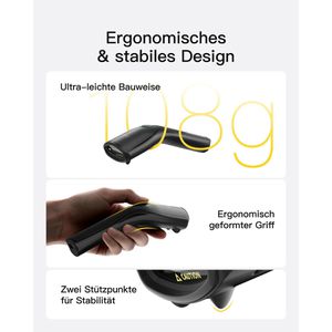 Produktbild für Barcode-Scanner Inateck Nano 460_black, kabellos
