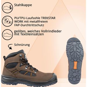 Albatros Sicherheitsschuhe Stiefel, Mid Gr. 39 Leder, Echt braun, S3, Herren, TImber AG – Böttcher